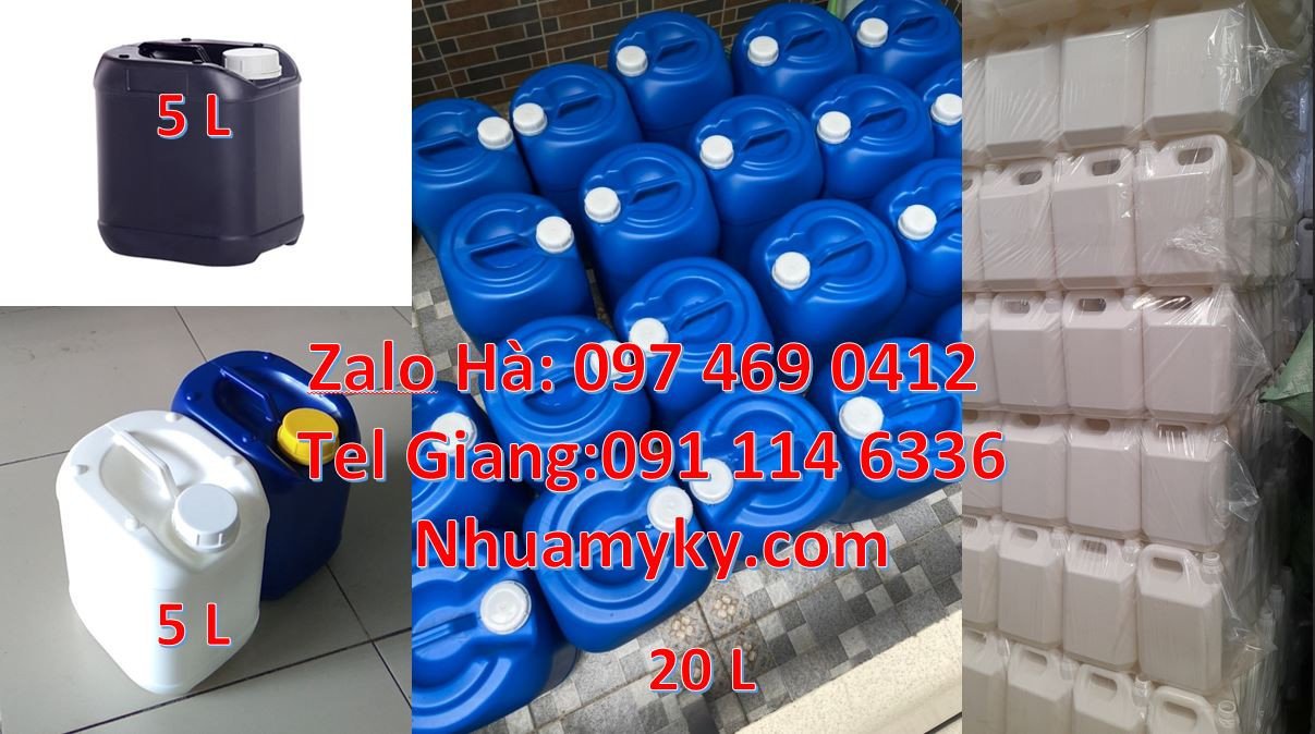 can nhựa, can nhựa màu trắng xanh giá rẻ, can nhựa 5l đựng nước mắm
