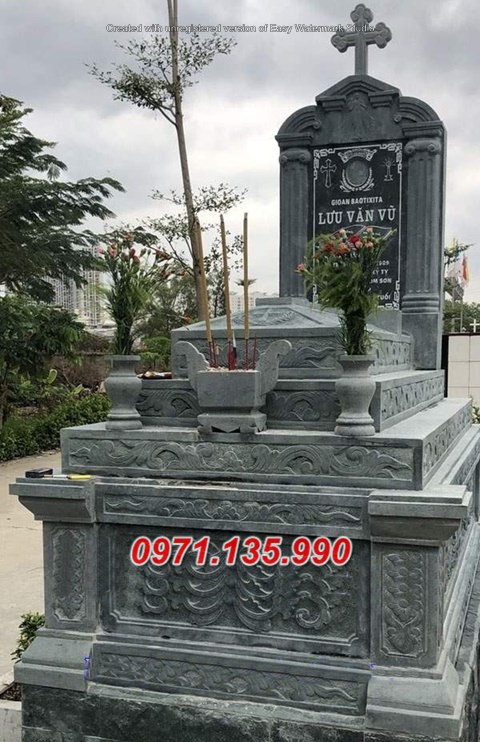 Mẫu mộ đá công giáo để tro cốt đẹp bán tại kon tum bến tre - mộ đạo