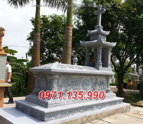 Mẫu lăng mộ đá công giáo đẹp bán tại quảng nam đà nẵng - mộ đạo