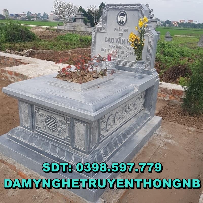 mộ đá tam cấp nguyên khối lắp đặt tại bắc ninh 2023