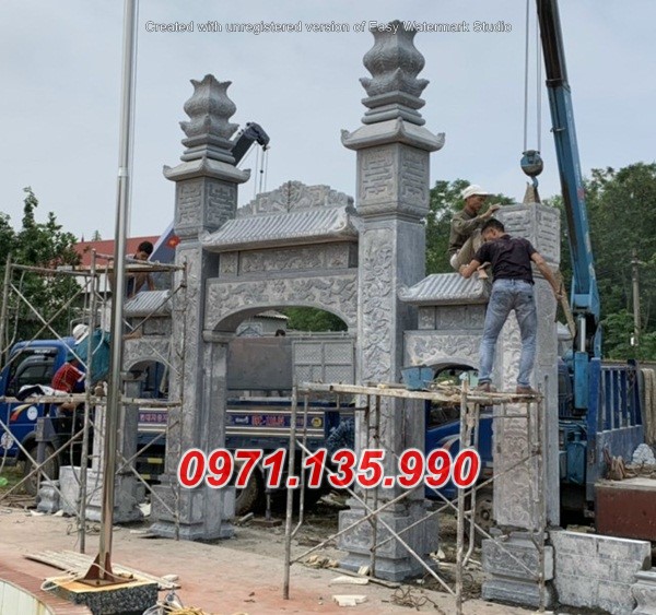 Mẫu cổng đá đẹp nhà thờ đình chùa bán tại Huế Đà Nẵng - tứ trụ