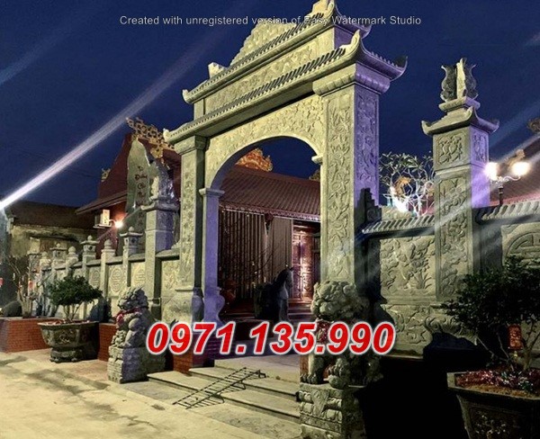 Mẫu cổng đá đẹp nhà thờ đình chùa bán tại bình định phú yên