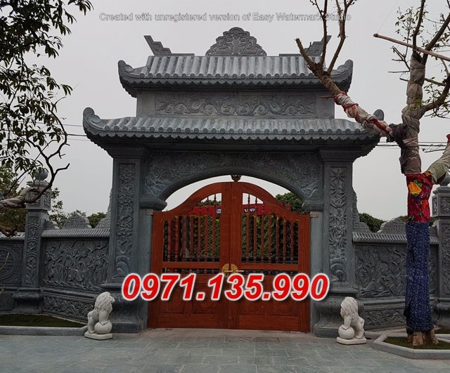 Mẫu cổng đá đẹp nhà thờ đình chùa bán tại kon tum gia lai