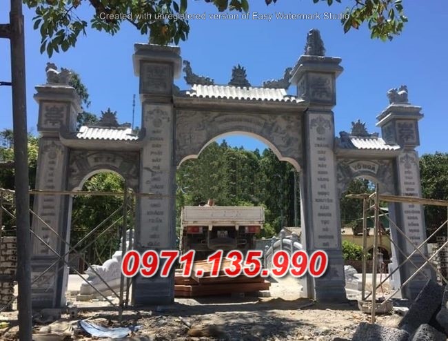 Mẫu Cổng đá đẹp nhà thờ đình chùa bán tại TP HCM Sài Gòn