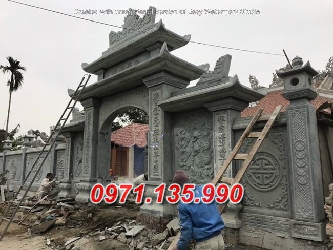 Mẫu Cổng đá đẹp nhà thờ đình chùa bán tại TP HCM Sài Gòn