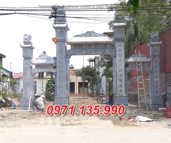 Mẫu Cổng đá đẹp nhà thờ đình chùa bán tại TP HCM Sài Gòn