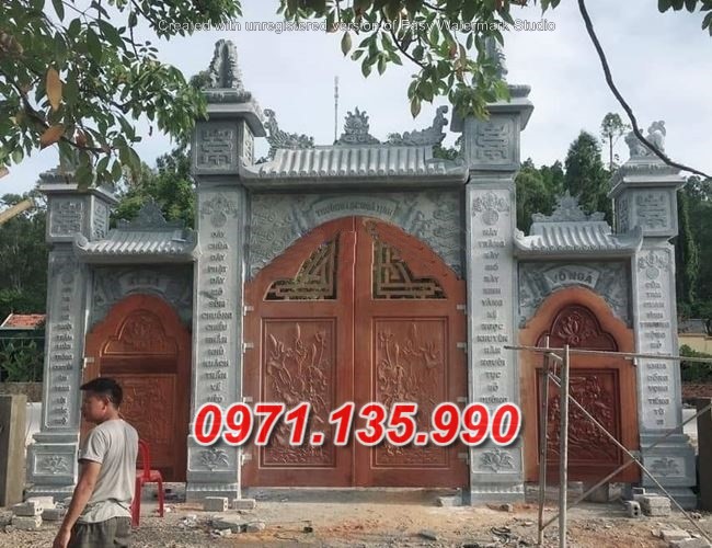 Mẫu Cổng đá đẹp nhà thờ đình chùa bán tại ninh thuận bình thuận