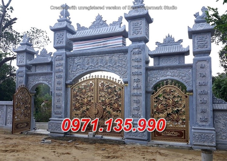 Mẫu Cổng đá đẹp nhà thờ đình chùa bán tại ninh thuận bình thuận