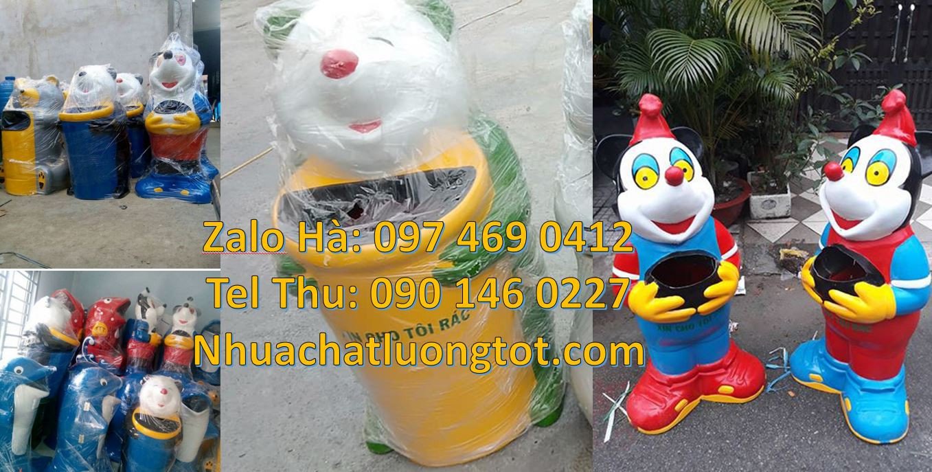 thùng đựng rác hình con thú,sọt rác chuột mikey,thùng rác hình con cá
