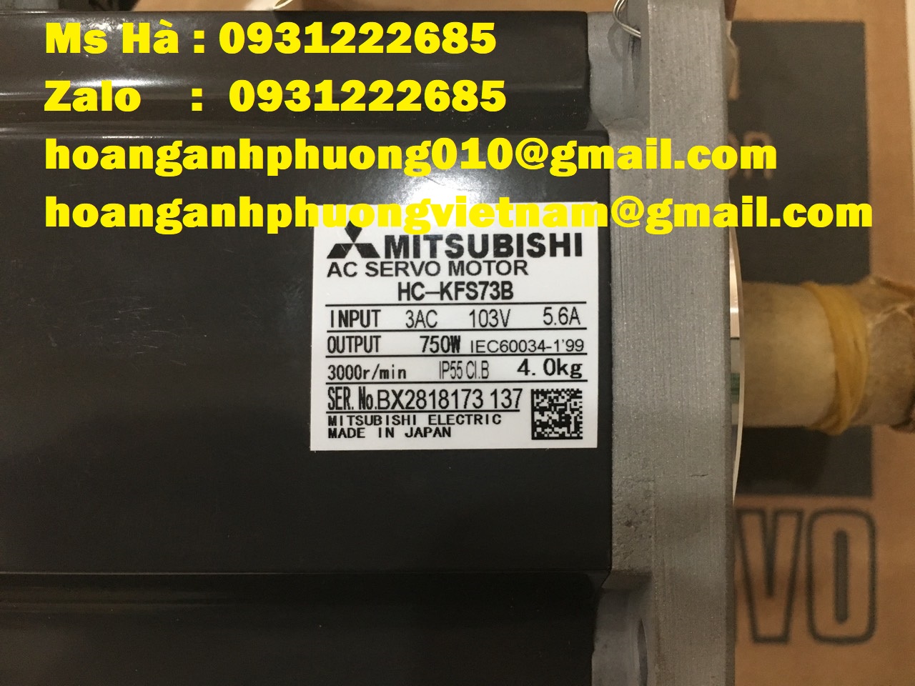Motor HC-KFS73B mitsubishi, động cơ có phanh, hàng nhập