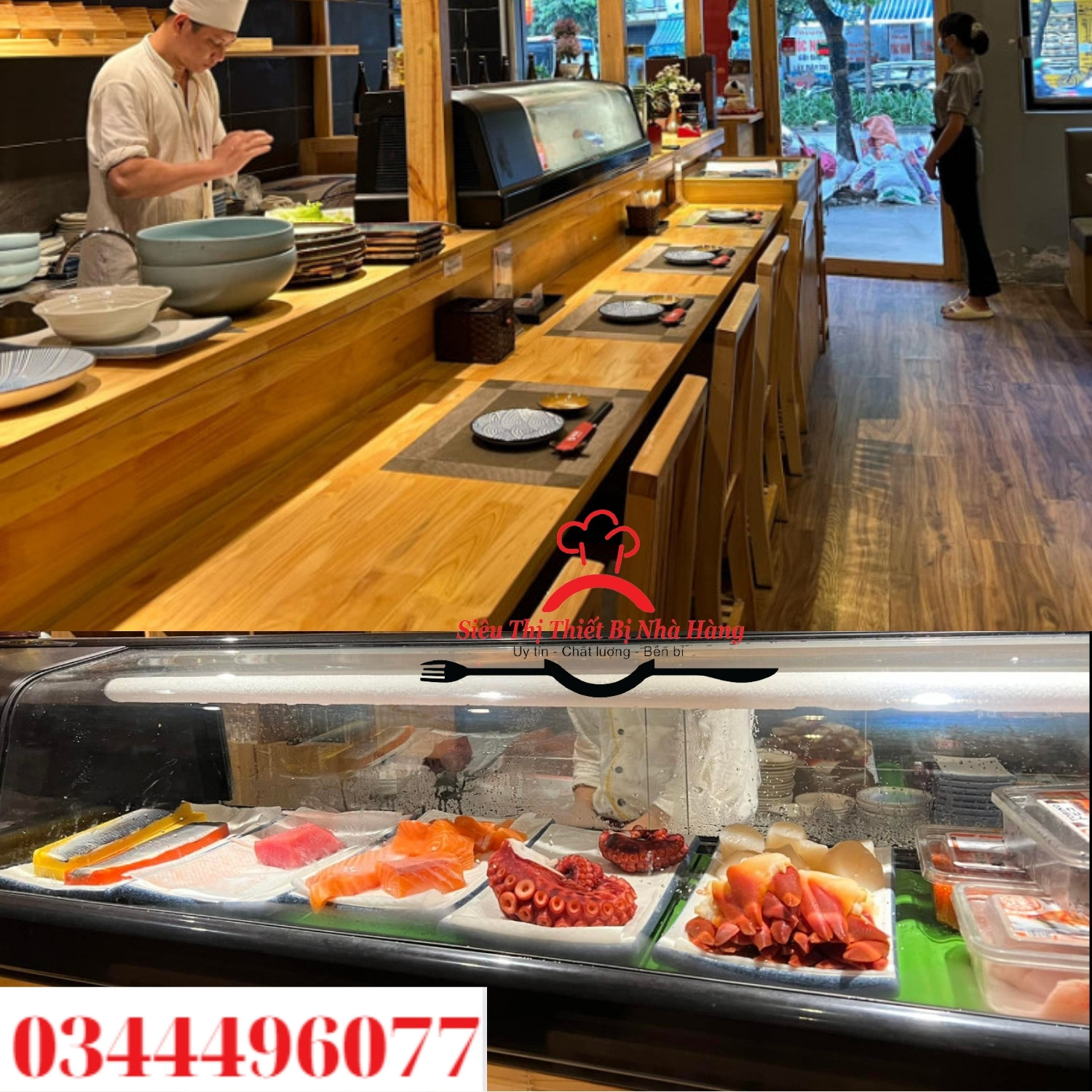 Tủ trưng bày shushi- tủ mát sashimi 1m2-1m5-1m8