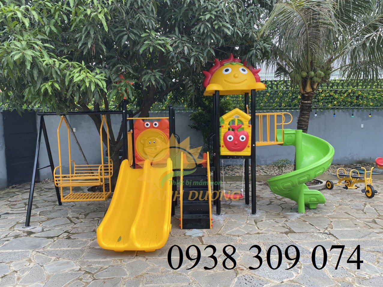 Bộ cầu trượt liên hoàn ngoài trời 3 loại máng trượt