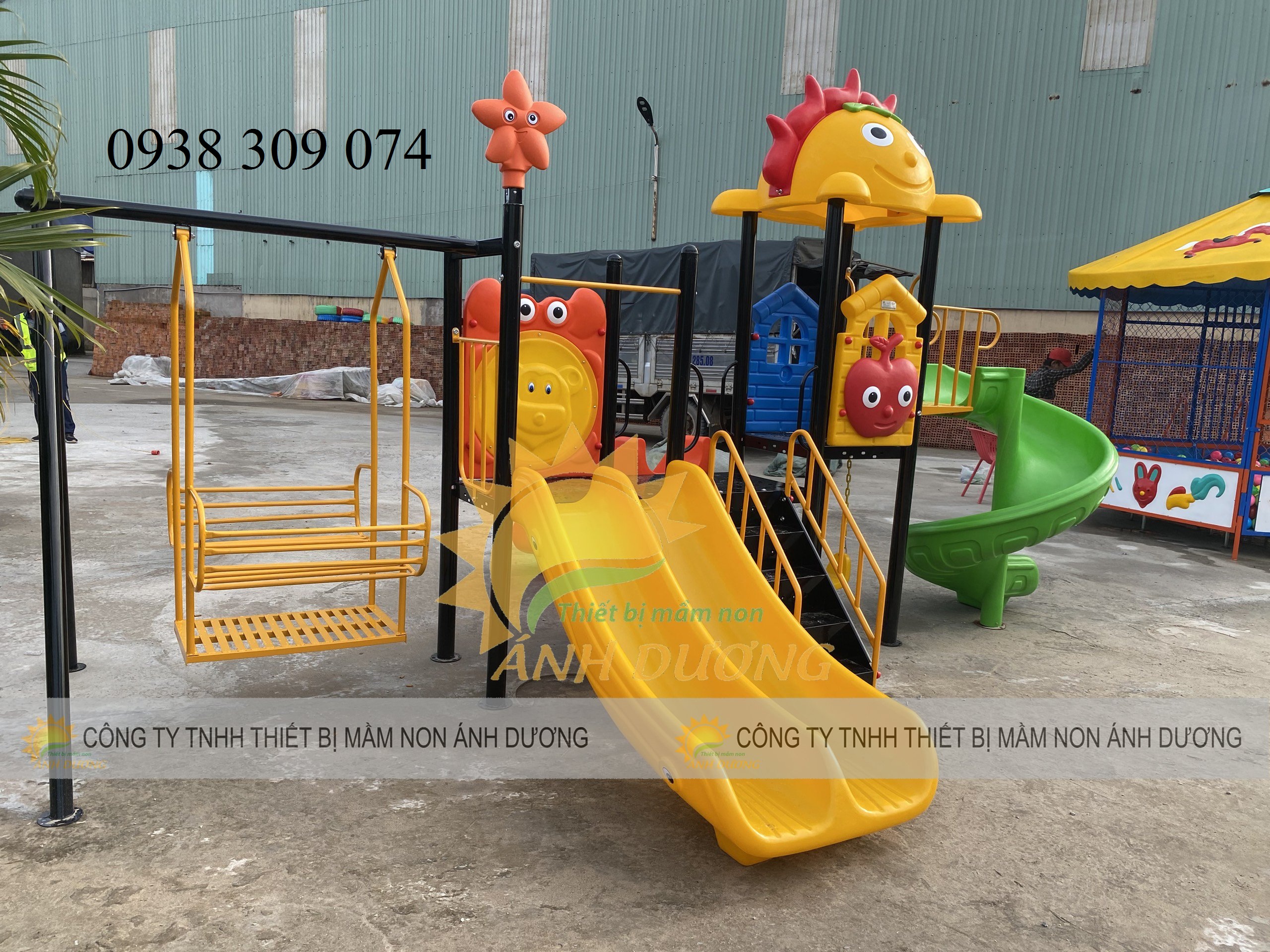 Bộ cầu trượt liên hoàn ngoài trời 3 loại máng trượt