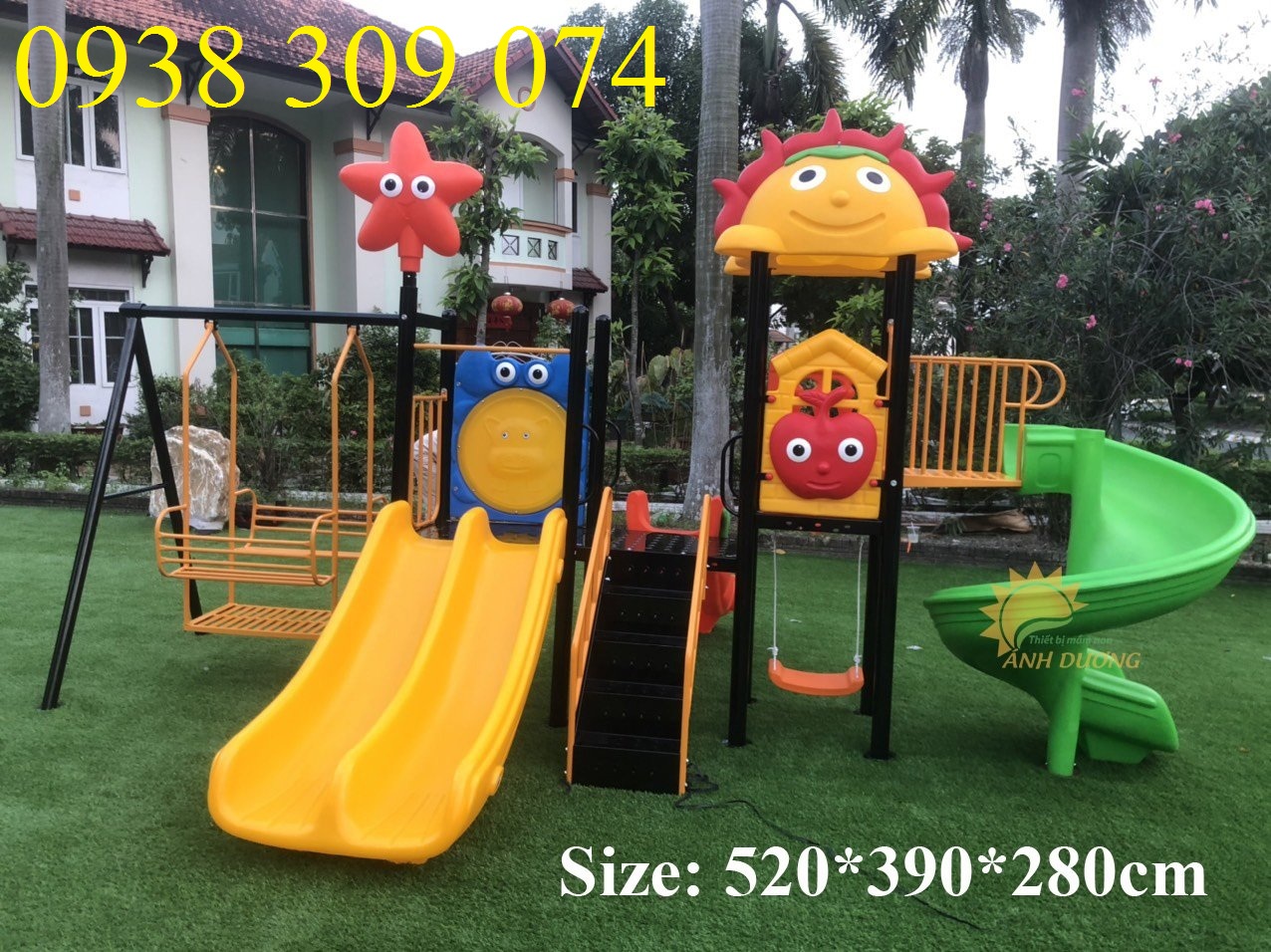 Bộ cầu trượt liên hoàn ngoài trời 3 loại máng trượt