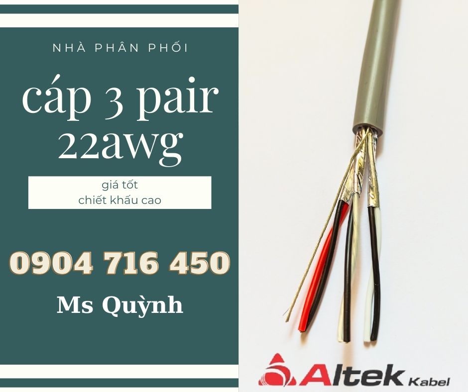 cáp tín hiệu vặn xoắn chống nhiễu 3 Pair 22 AWG Altek Kabel