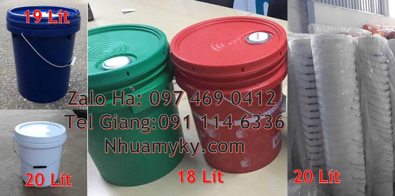 xô nhựa nắp rót 20l,thùng đựng sơn màu xanh đỏ trắng,thùng sơn 5l giá