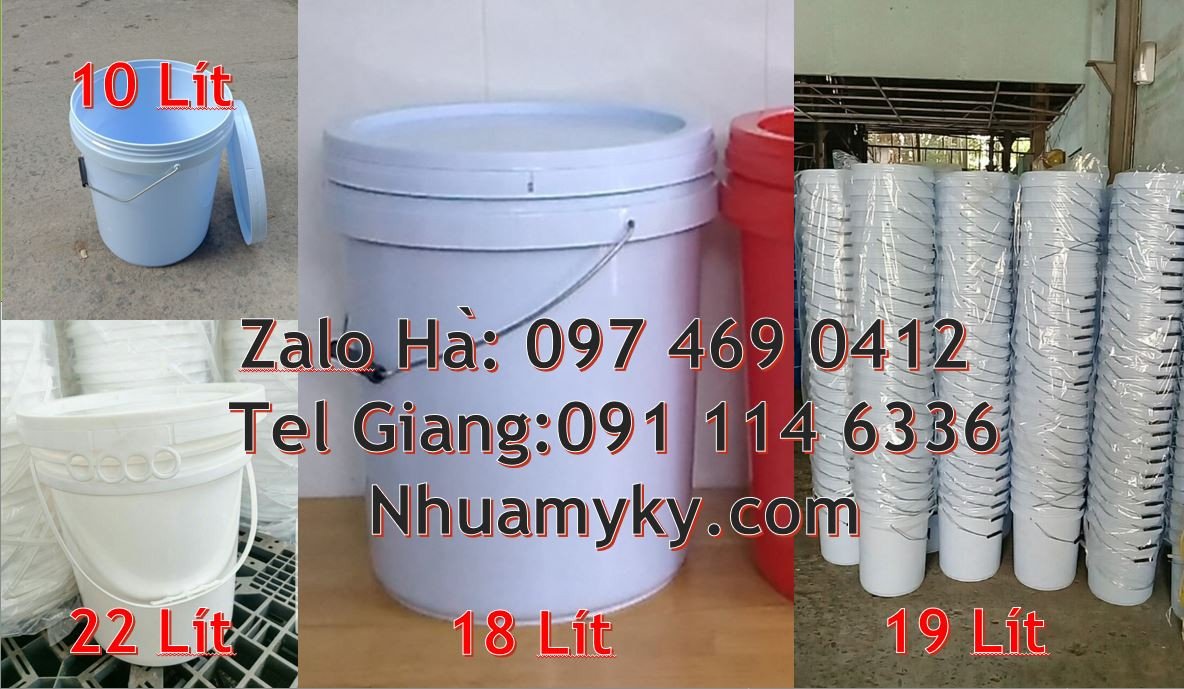 xô nhựa nắp rót 20l,thùng đựng sơn màu xanh đỏ trắng,thùng sơn 5l giá