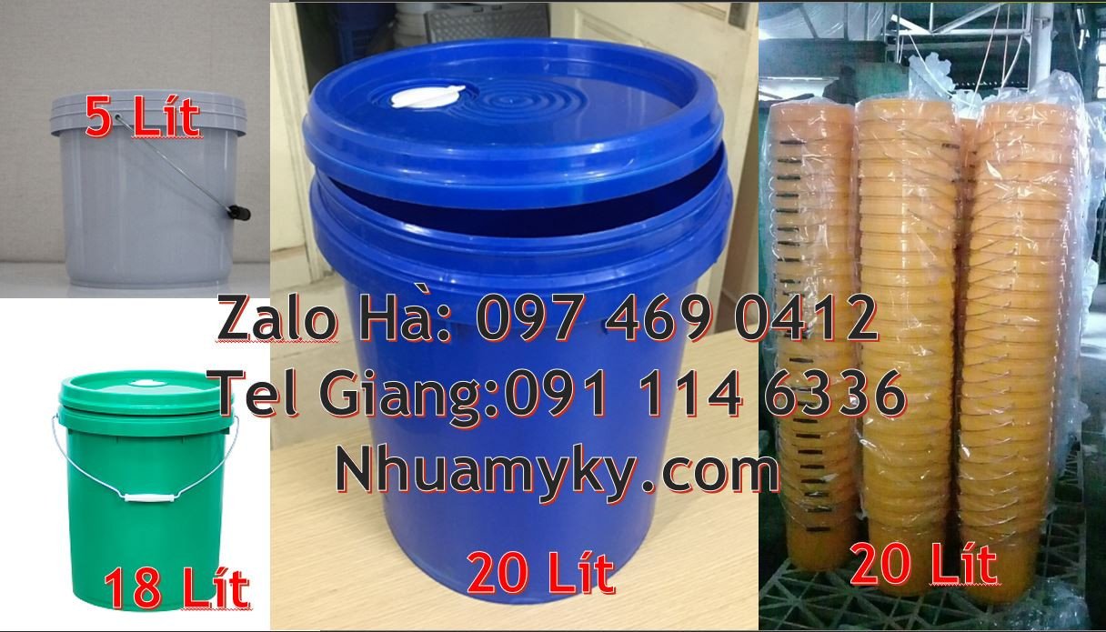 xô nhựa nắp rót 20l,thùng đựng sơn màu xanh đỏ trắng,thùng sơn 5l giá