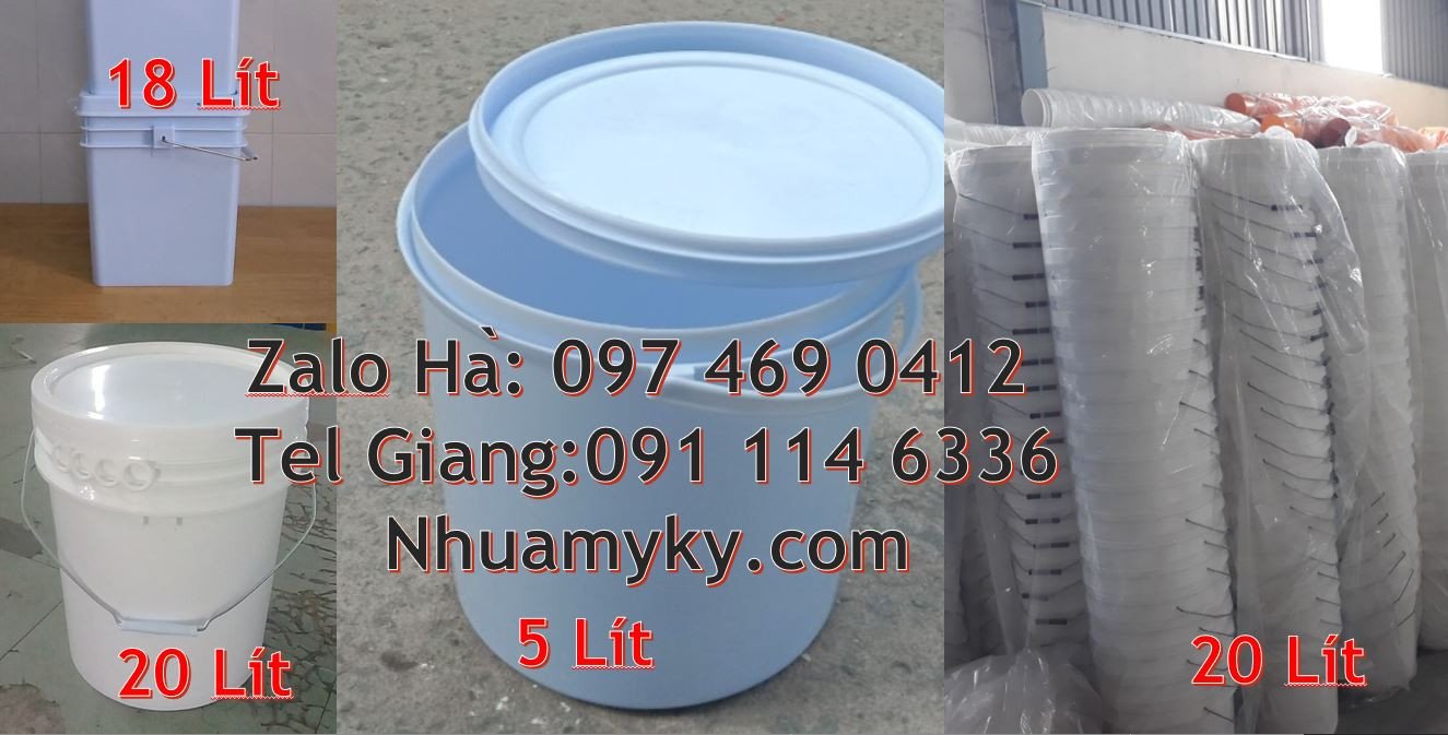 xô nhựa nắp rót 20l,thùng đựng sơn màu xanh đỏ trắng,thùng sơn 5l giá