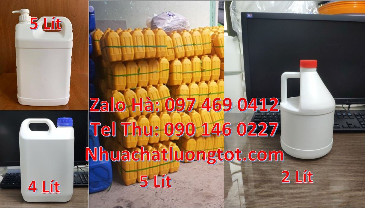 can 4l vuông, can nhựa 5l đựng dầu ăn, can nhựa 2l đựng nước rửa chén