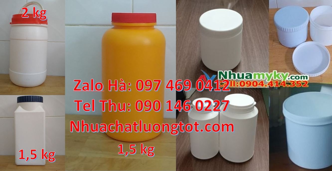 hũ nhựa 1.5kg đựng bột mì,hũ nhựa 100ml đựng thuốc,hũ nhựa 500gr đựng