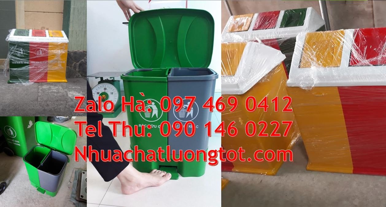 thùng rác 3 ngăn bập bênh,thùng rác 2 ngăn đạp chân,thùng rác 2 ngăn
