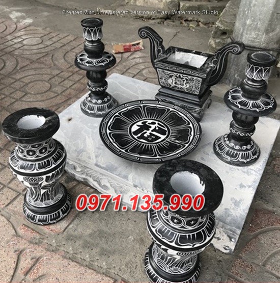 Mẫu bộ bát lư hương đá đẹp bán tại sóc trăng long an tiền giang