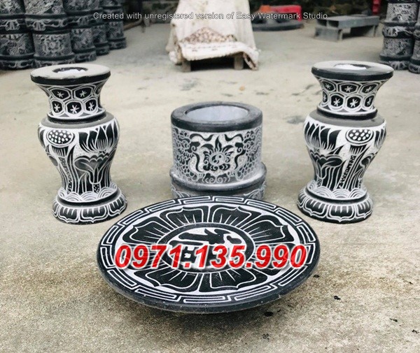 Mẫu bộ bát lư hương đá đẹp bán tại sóc trăng long an tiền giang