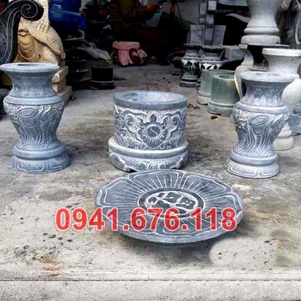 Mẫu bộ bát lư hương đá đẹp bán tại sóc trăng long an tiền giang