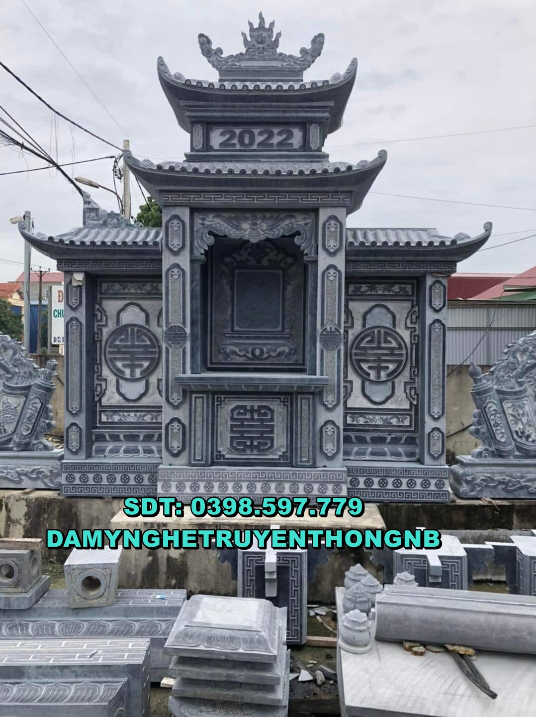 mộ đá tam cấp đẹp lắp đặt tại phú thọ 2023