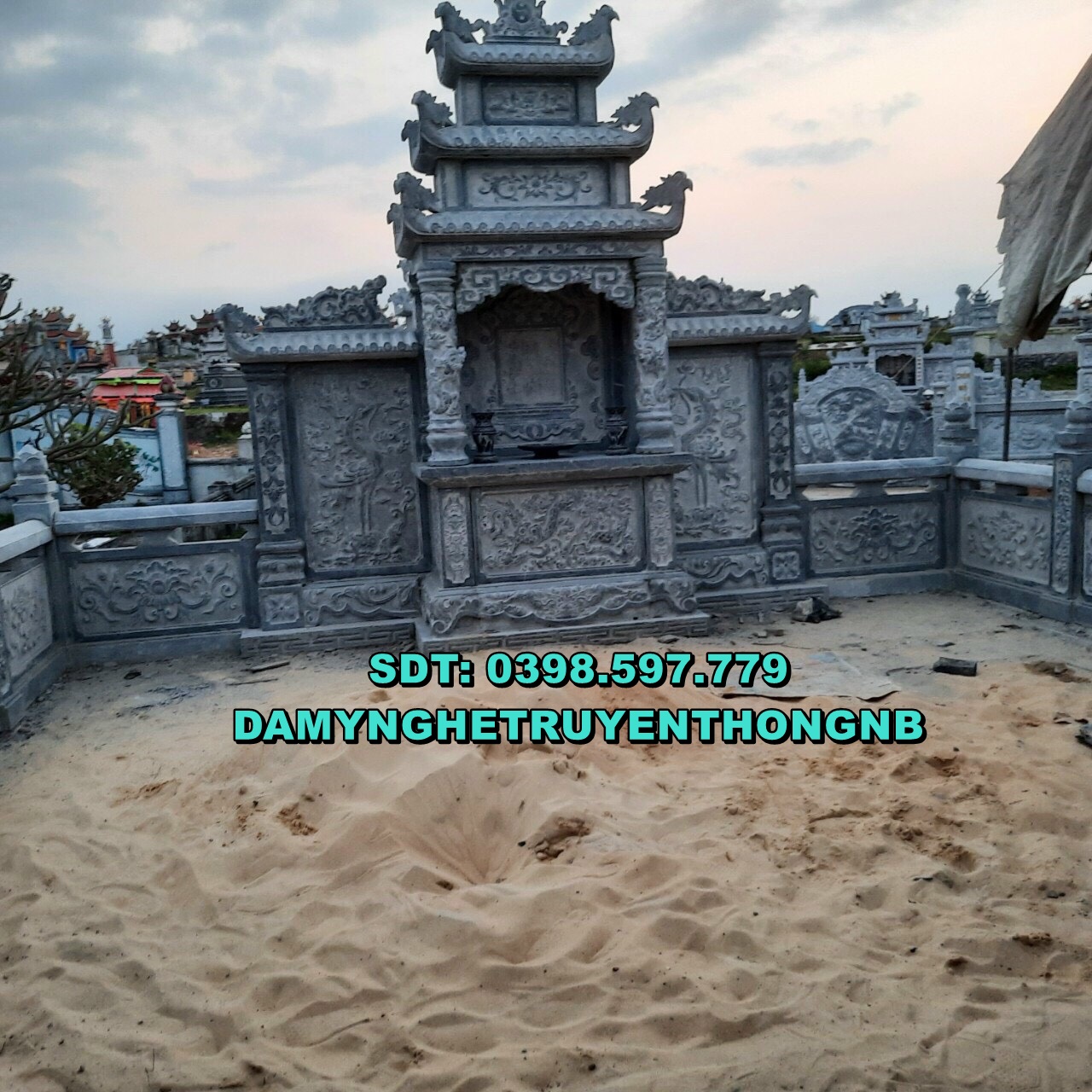 mộ đá tam cấp đẹp lắp đặt tại phú thọ 2023