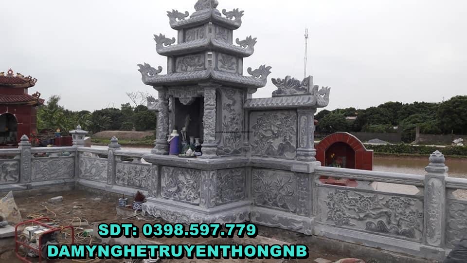 mộ đá tam cấp đẹp lắp đặt tại phú thọ 2023
