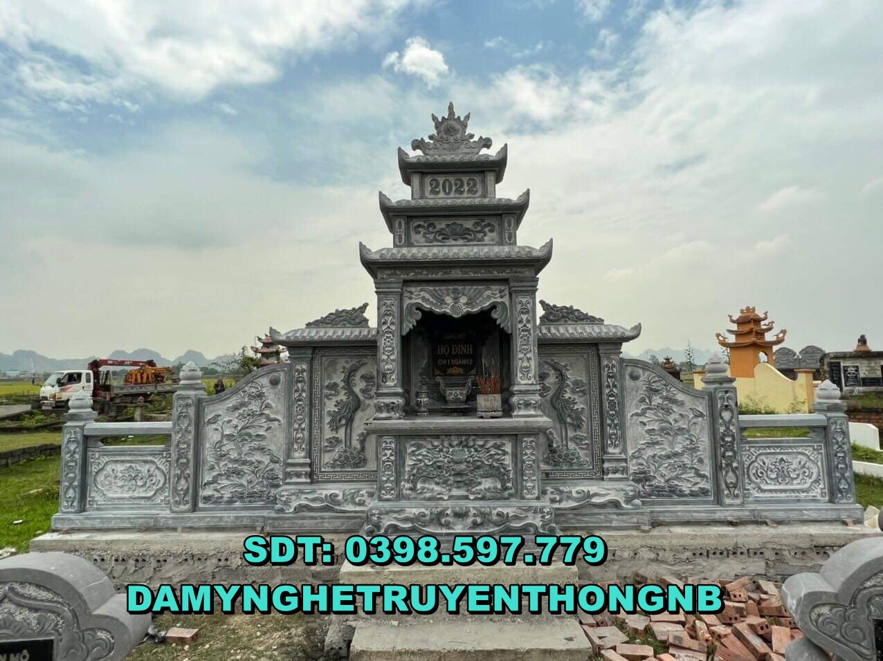 mộ đá tam cấp đẹp lắp đặt tại phú thọ 2023
