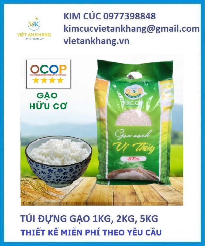 túi gạo PA/PE, túi gạo siêu thị, túi gạo có xách tay