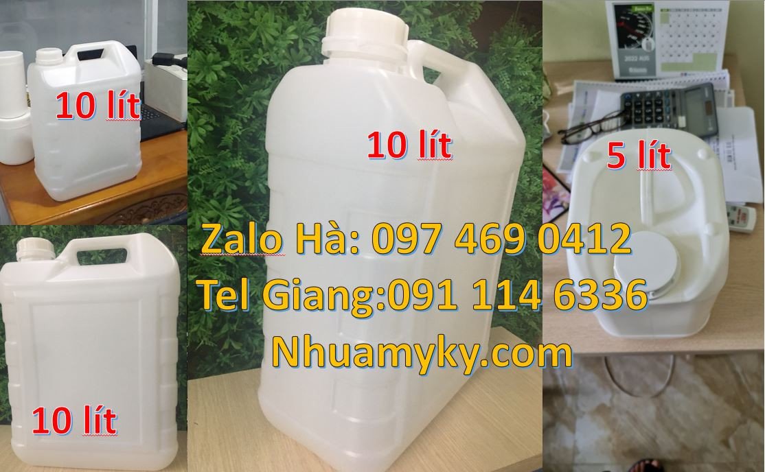can nhựa 5l màu trắng, can nhựa 10l đựng đầu nhớt,can nhựa 4l đựng rẻ