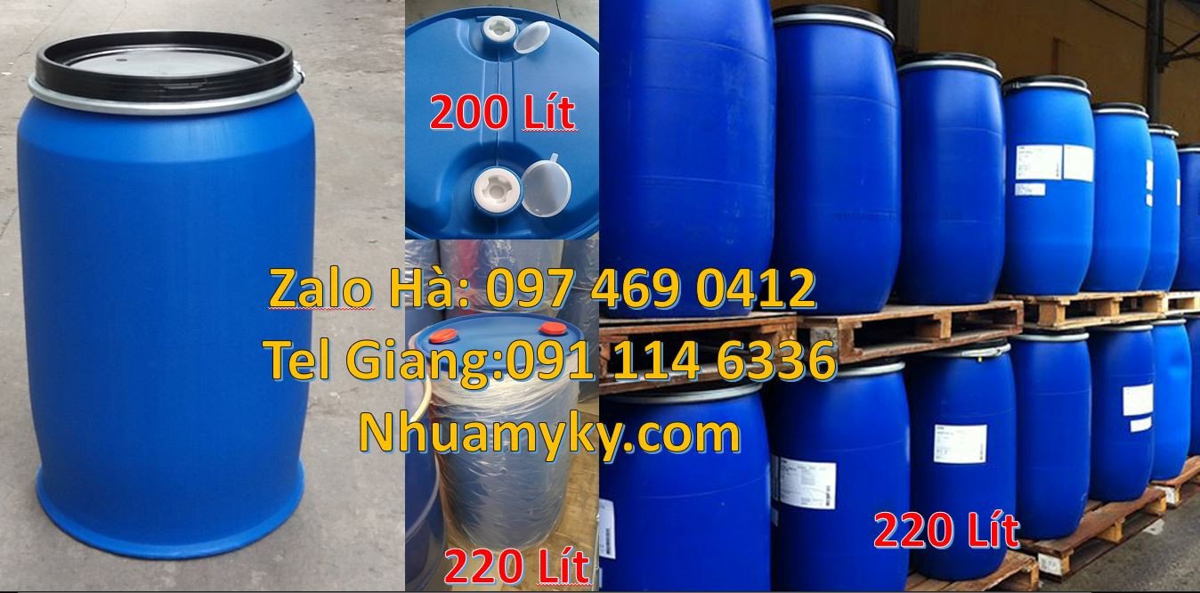 phuy nhựa xanh 150l nắp hở,phuy nhựa 220l đựng dung môi,phuy nhựa 120l