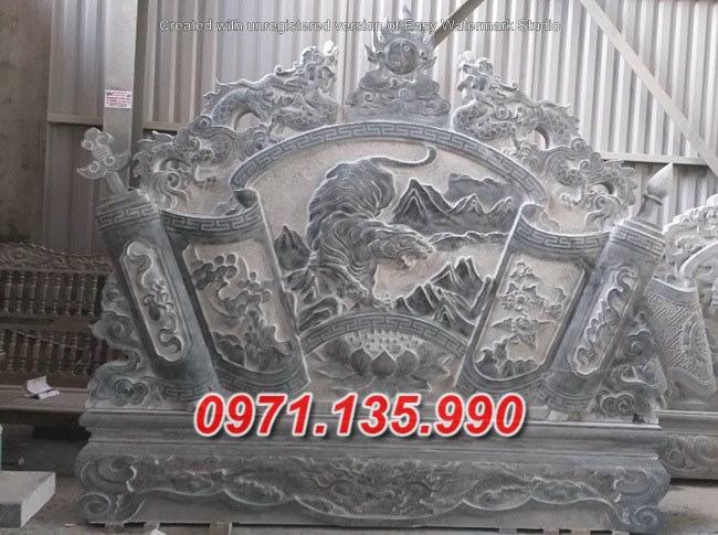 Mẫu cuốn thư đá nhà thờ họ đẹp bán tại Hà Nội - TP HCM - Bình Phong Đá