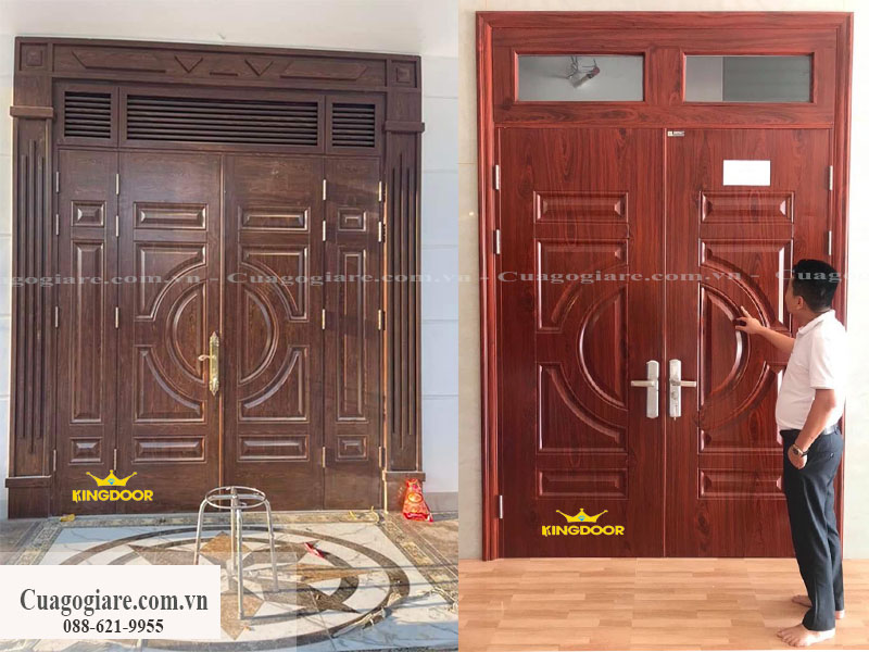 Cấu tạo cửa thép vân gỗ giá rẻ tại xưởng
