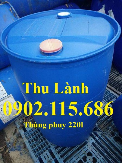 Thùng phuy làm bè cá, thùng phuy nhựa 220l nắp kín