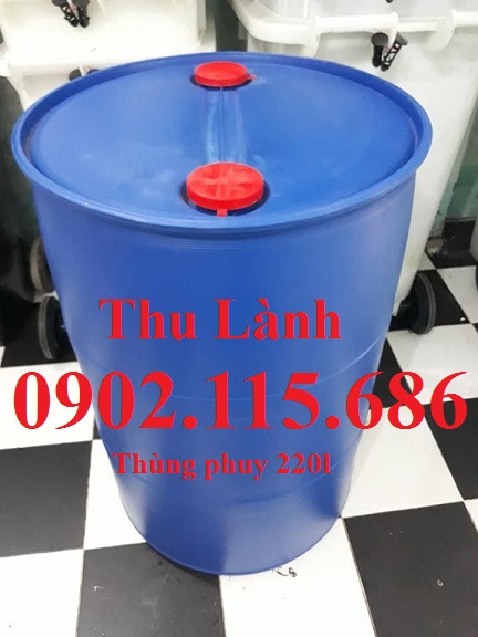 Thùng phuy làm bè cá, thùng phuy nhựa 220l nắp kín