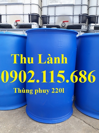 Thùng phuy làm bè cá, thùng phuy nhựa 220l nắp kín