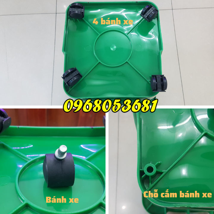 Thùng rác nhựa 30l nắp kín có 4 bánh xe tại TPHCM