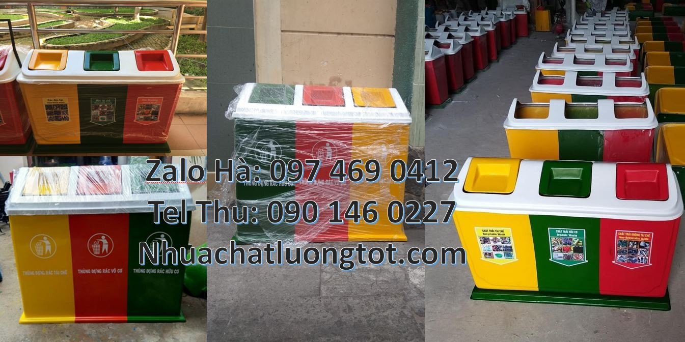thùng rác 2 ngăn nắp lật,thùng rác 3 ngăn 3 màu giá rẻ,thùng rác màu