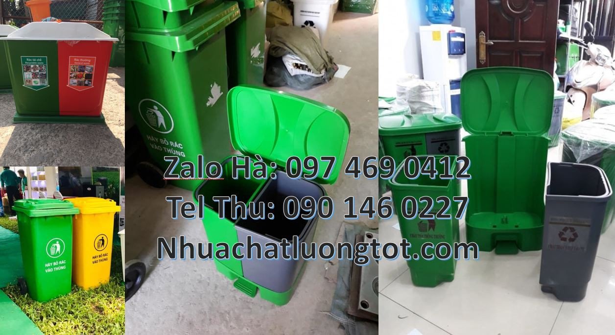 thùng rác 2 ngăn nắp lật,thùng rác 3 ngăn 3 màu giá rẻ,thùng rác màu