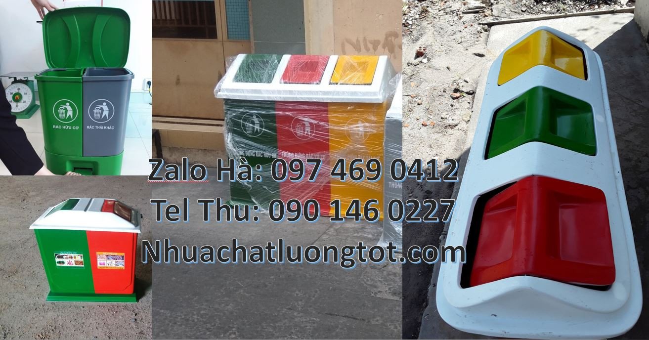 thùng rác 2 ngăn nắp lật,thùng rác 3 ngăn 3 màu giá rẻ,thùng rác màu