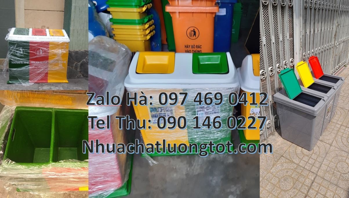 thùng rác 2 ngăn nắp lật,thùng rác 3 ngăn 3 màu giá rẻ,thùng rác màu