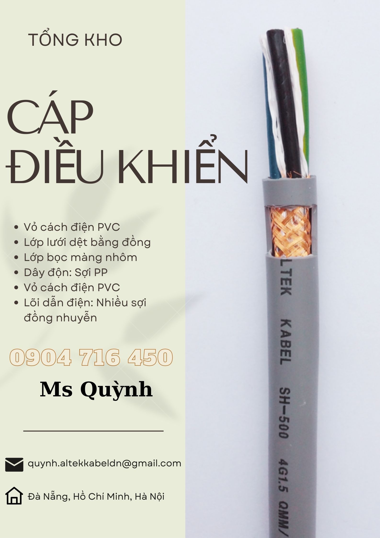 Nhà phân phối cáp điều khiển 4x1.5 Altek Kabel