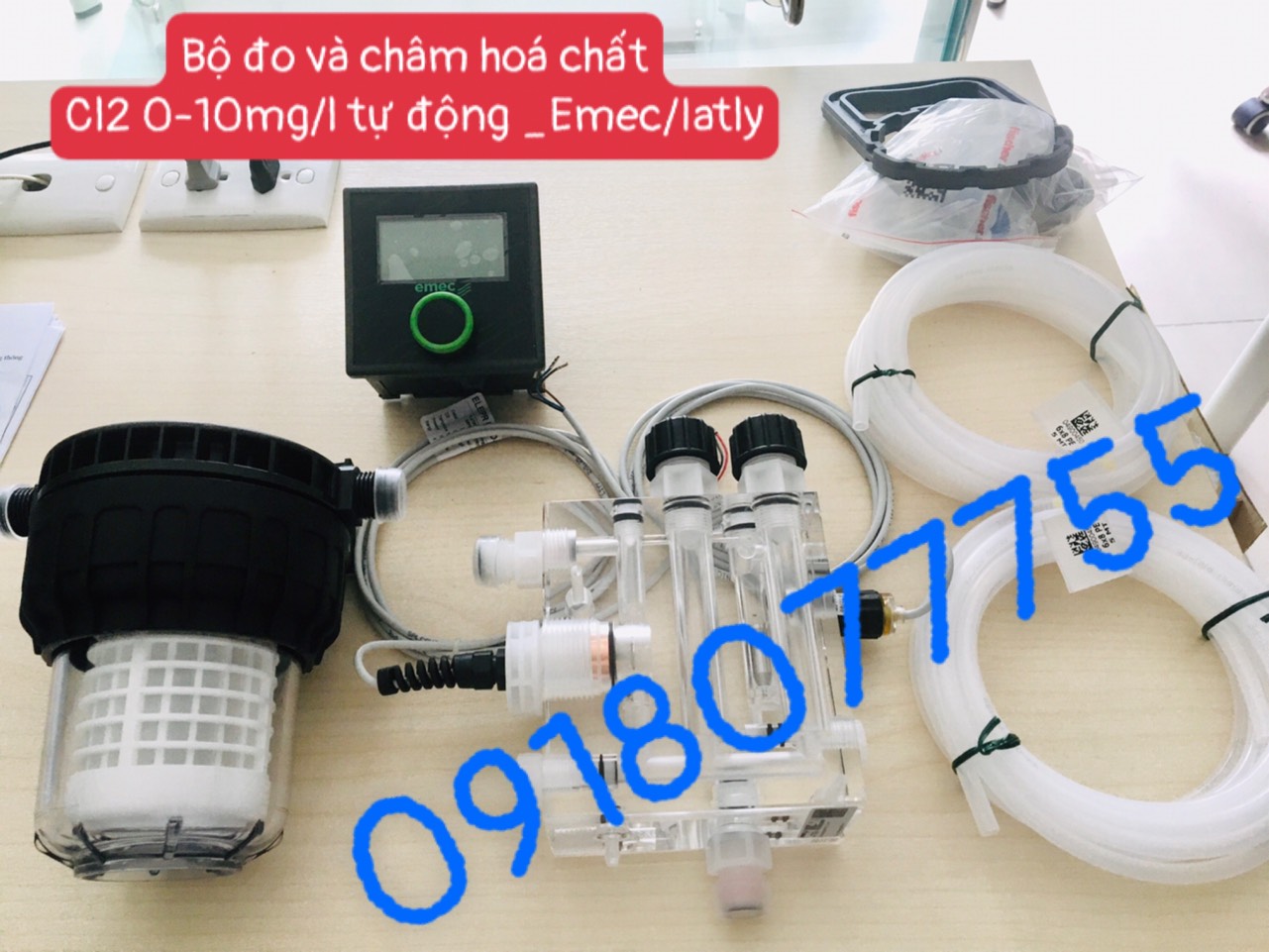 Bộ đo và châm hóa chất cl2 0-10mg/l tự động cho xử lý nước cấp_ EMEC Ý