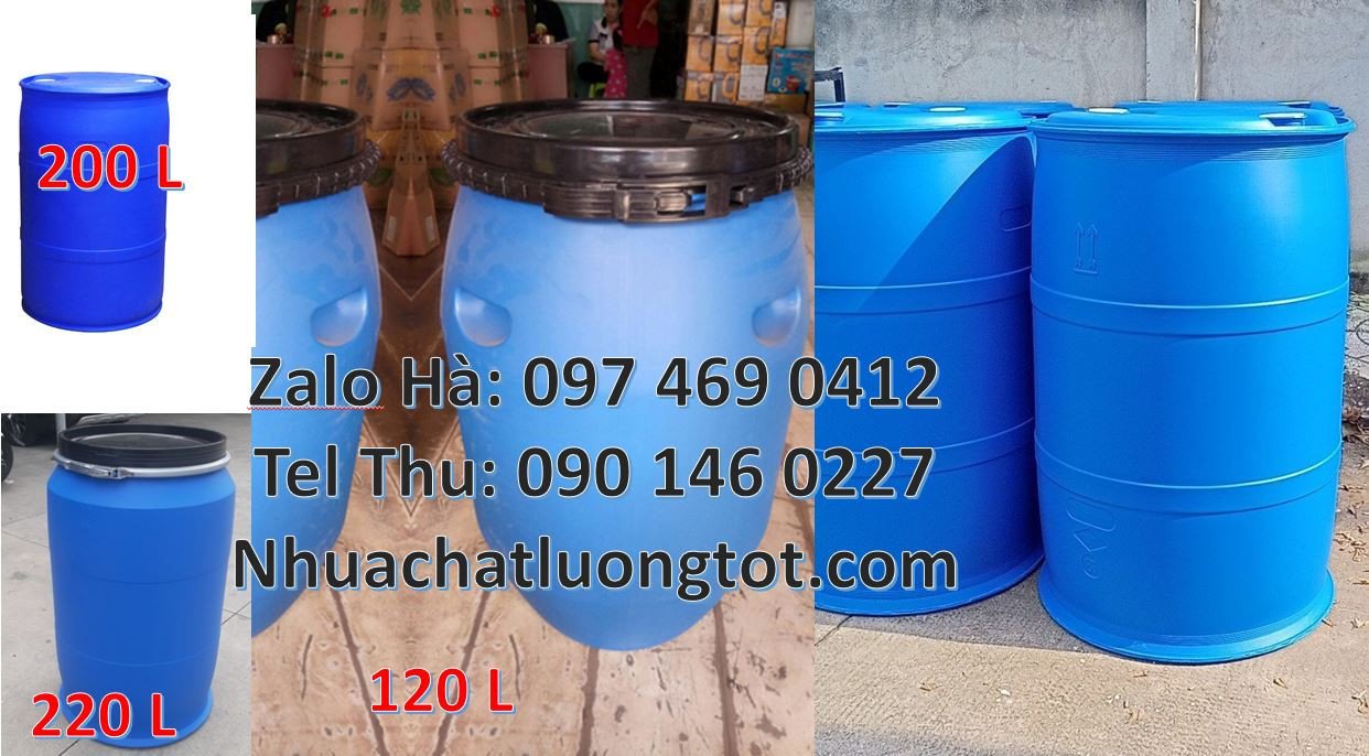 phuy nhựa 150l đựng ngô sắn,phuy nhựa xanh 220l đựng hóa chất giá rẻ