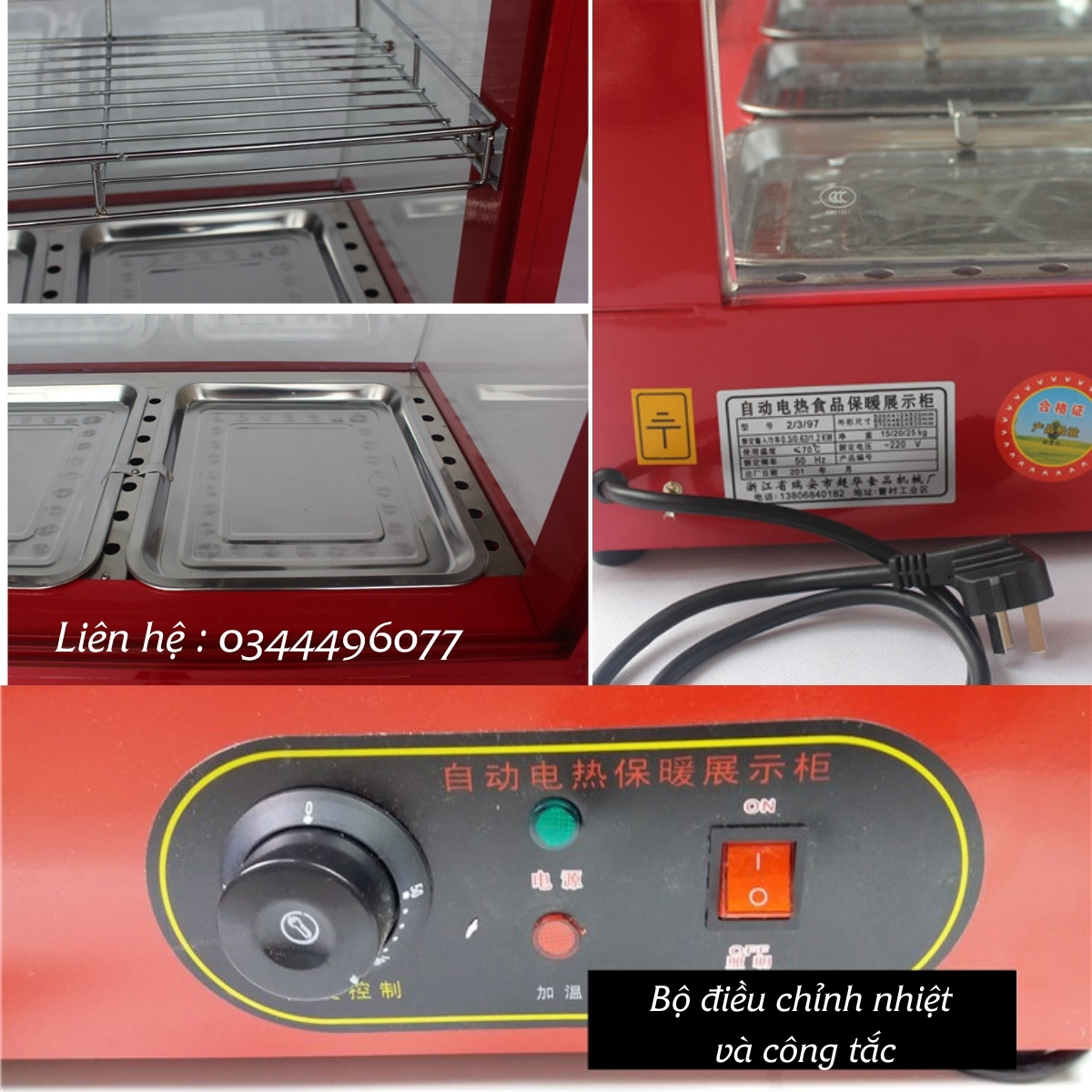 Tủ giữ nóng kính cong 3 khay- tủ giữ nóng đồ ăn nhanh